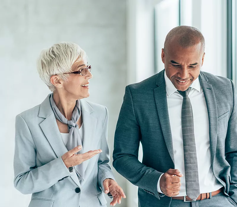 two cheerful business people