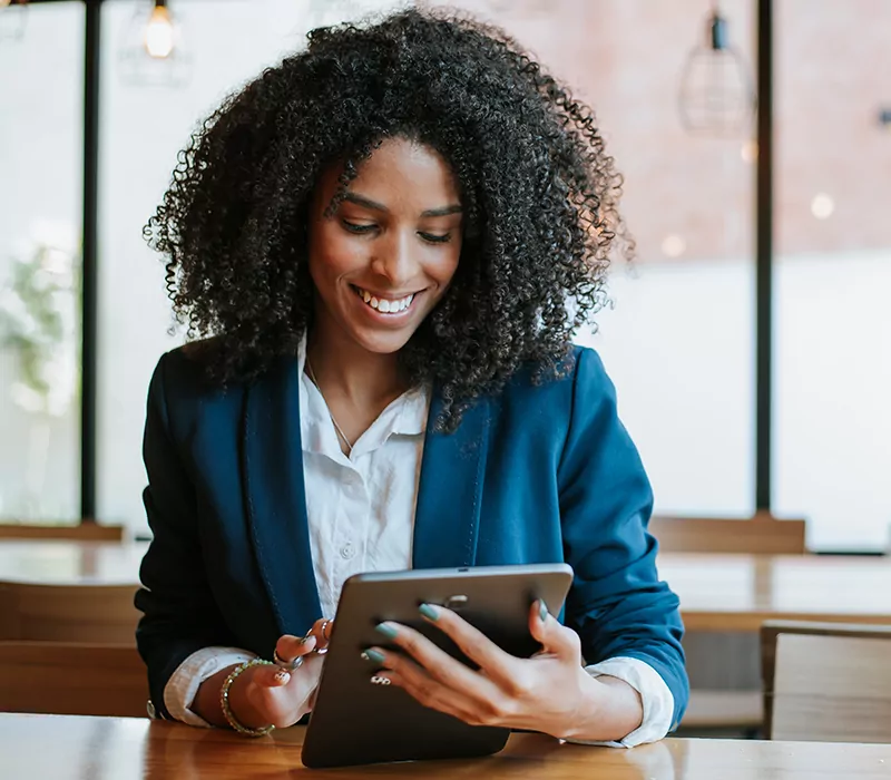 young businesswoman using digital tablet